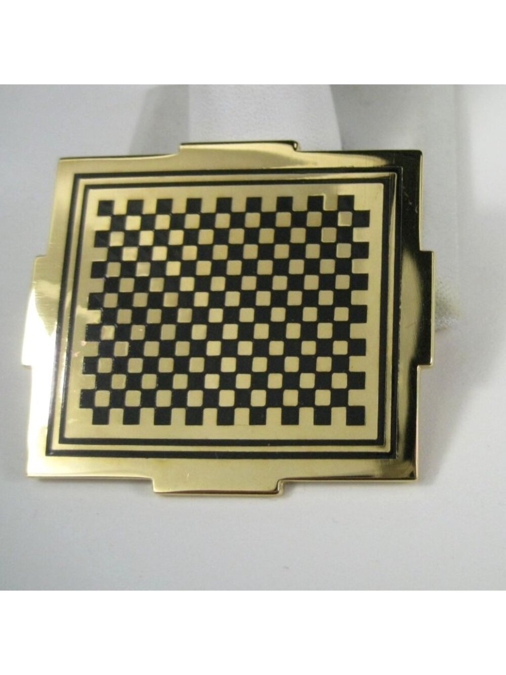 Wendy Ramshaw Brooch British Museum Vintage Gold Tone Checkered Pin Sutton Hoo